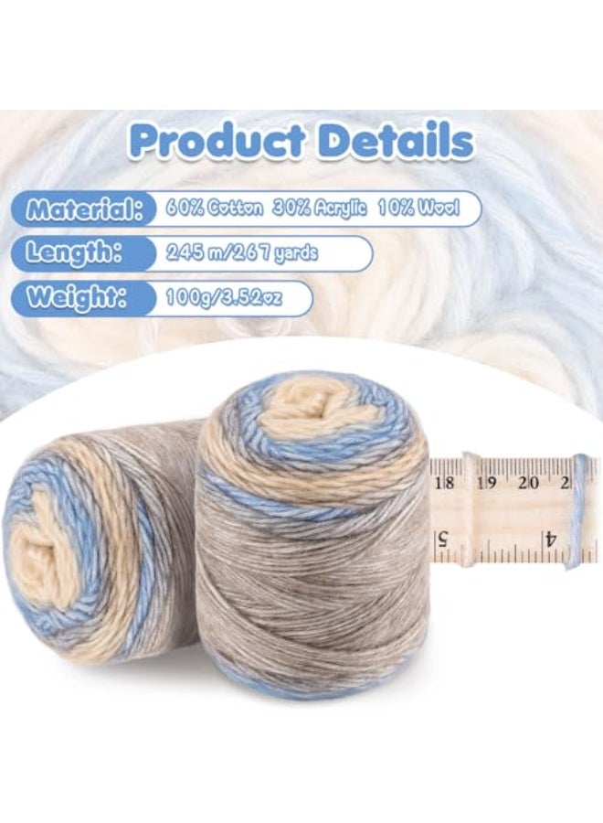 ووفيكسر غزل الكيك متدرج أرض جنيات قوس قزح، 2 حزمة 60 ٪ قطن 30 ٪ أكريليك 10 ٪ صوف، غزل كروشيه الحياكة - Image 1